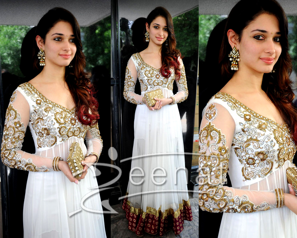 Tamanna In Embroidered Designer Frock