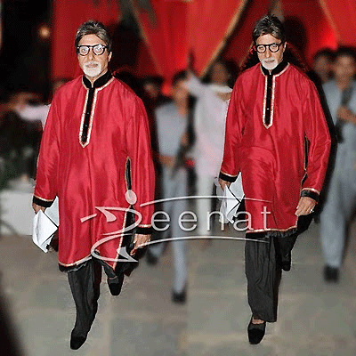 Amitabh Bachchan In Red Salwar Kameez