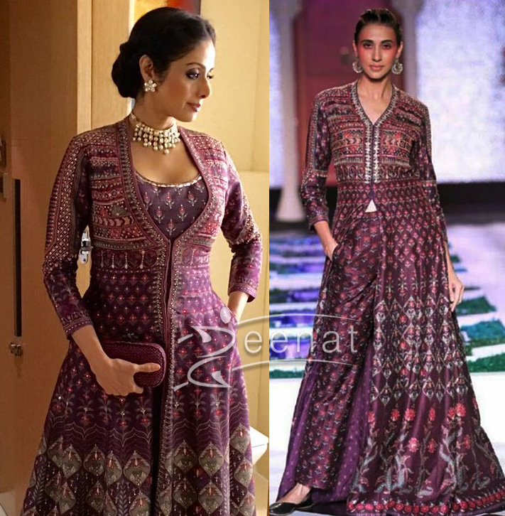 Sridevi in Anita Dongre Purple Floor Length Jacket